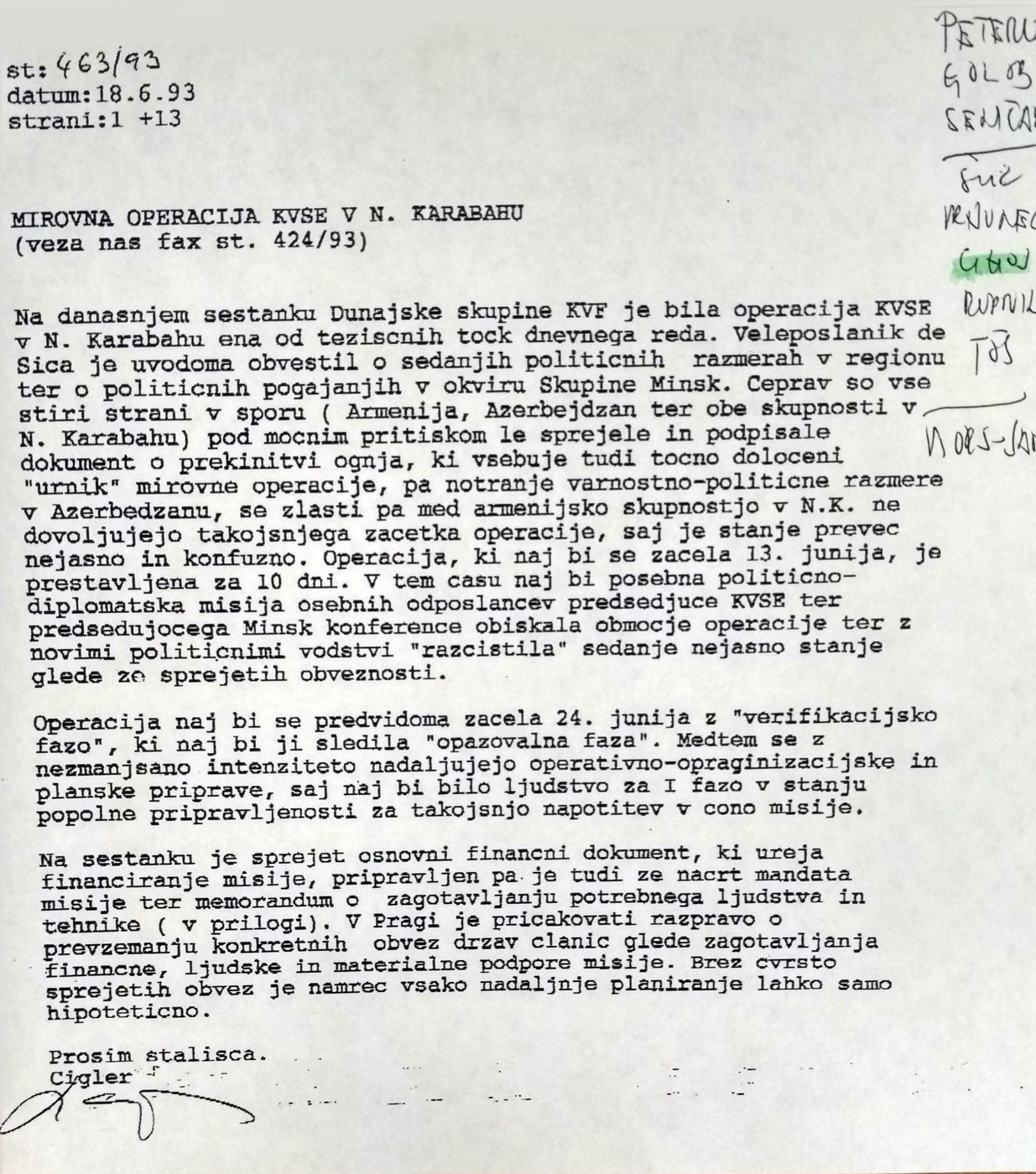 Depeša, 18.6.1993